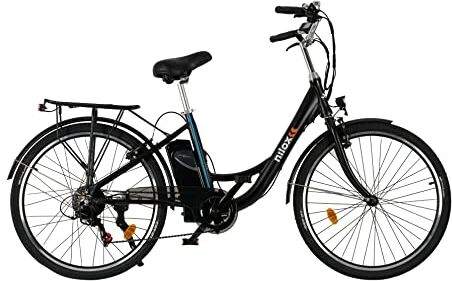 Nilox , E-Bike J5 SE, Bici Elettrica con Pedalata Assistita, 90 Km di Autonomia, Fino a 25 km/h, Brushless High Speed da 250 W, Batteria Removibile 36 V 13 Ah, Ruote da 26" e Cambio Shimano a 7 Marce