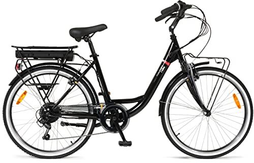i-Bike , City Easy Comfort, Bicicletta Elettrica a Pedalata Assistita Unisex adulto, Nero, Unica