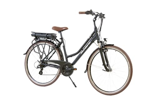 F.lli Schiano E-Ride 28 pollici bicicletta elettrica , bici da città per adulti uomo /donna , e-bike ibrida con batteria da 36V, motore da 250W e accessori luci, ebike pedalata assistita Nero