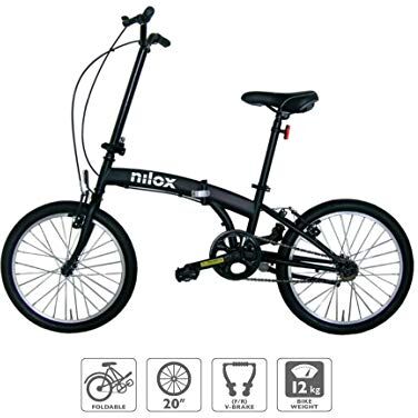 Nilox , Bike X0, Bici Pieghevole, Facile da Trasportare, Design Moderno, con Telaio Opaco in Acciaio, Bicicletta Leggera, 12 kg di Peso, con Cerchi in Alluminio da 20