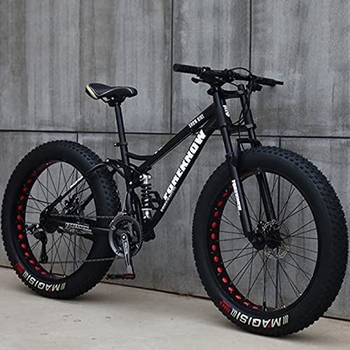 LCRAKON 26 Pollici Mountain Bike 24 Velocità Bicicletta Adulto Fat Tire Mountain Trail Bike, Telaio in Acciaio Ad Alto Tenore di Carbonio Bicycle con Doppia Sospensione Completa Doppio Freno a Disco