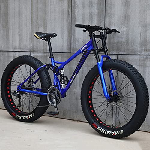 LCRAKON 26 Pollici Mountain Bike 24 Velocità Bicicletta Adulto Fat Tire Mountain Trail Bike, Telaio in Acciaio Ad Alto Tenore di Carbonio Bicycle con Doppia Sospensione Completa Doppio Freno a Disco