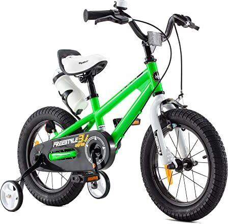 Royal Baby Bicicletas Infantiles niña niño Freestyle BMX Ruedas auxiliares Bicicleta para niños 16 Pulgadas Verde