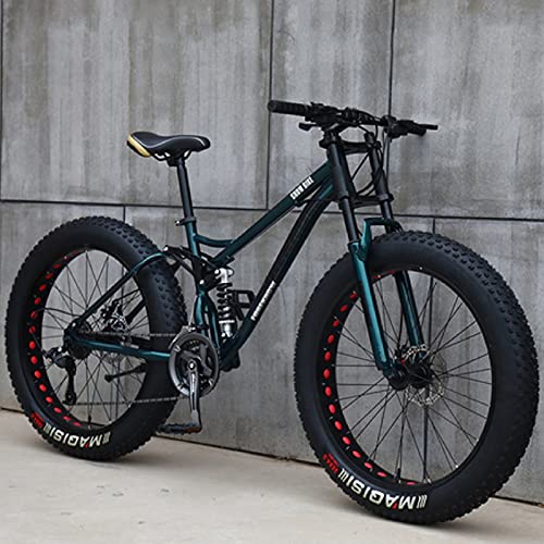 LCRAKON 26 Pollici Mountain Bike 24 Velocità Bicicletta Adulto Fat Tire Mountain Trail Bike, Telaio in Acciaio Ad Alto Tenore di Carbonio Bicycle con Doppia Sospensione Completa Doppio Freno a Disco