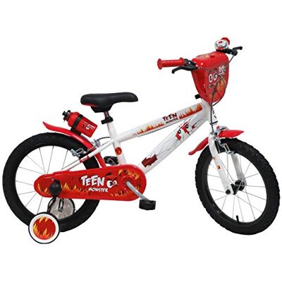 Denver Teen Monster, Bicicletta Bambino, Bianco/Rosso/Nero, 16 Denver Teen Monster, Bicicletta Bambino, Bianco/Rosso/Nero, 16