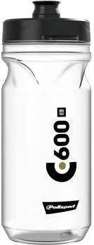 Polisport 8644800016 Borraccia da bicicletta modello C600 da 600 ml. Borraccia senza BPA per ciclisti di colore transparente/nero/nero