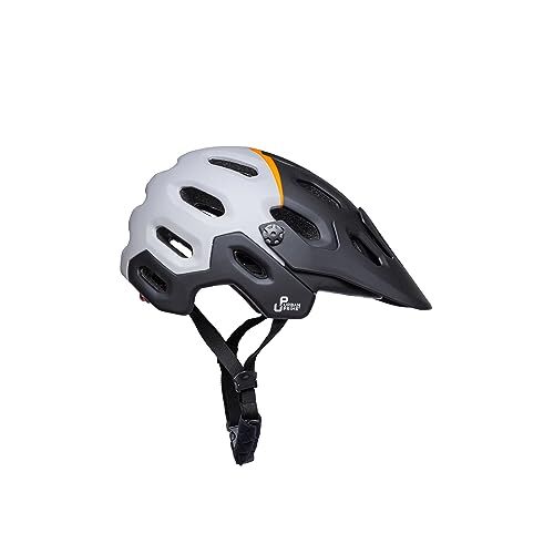 PRiME Adventure Helmet, Casco Protettivo con Luci e Visiera, Bici, e-Bike e Monopattino Elettrico Unisex Adulto, Grigio, Nero, Arancione, M (56-59 cm)