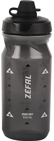 ZEFAL Sense Soft 65 No Mud Borraccia Bici e MTB Con Protezione Della Tettarella Senza BPA Borraccia Sportiva e Ciclismo Inodore e Leggera 650ml, Nero Fume