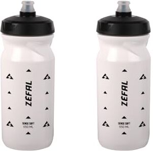 ZEFAL Pack Sense Soft 65 Set di due Borracce Bici e MTB Borraccia Ciclismo e Sportiva Flessibile e Inodore Borraccia Bici Senza BPA Tappo in Silicone Bianco, 2 x 650ml