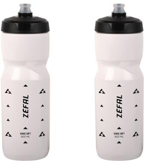 ZEFAL Pack Sense Soft 80 Set di due Borracce Bici e MTB Borraccia Ciclismo e Sportiva Flessibile e Inodore Borraccia Bici Senza BPA Tappo in Silicone Bianco, 2 x 800ml