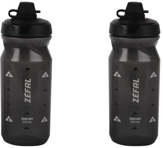 ZEFAL Pack Sense Soft 65 No Mud Set di due Borracce Bici e MTB Con Protezione Della Tettarella Senza BPA Borraccia Ciclismo e Sportiva Inodore e Leggera 2 x 650ml, Nero Fume