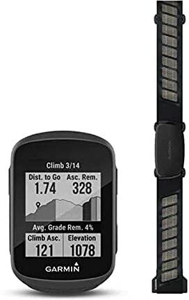 Edge Garmin  130 Plus Performance Bundle GPS Bike computer Smart, Allenamenti e metriche avanzate e funzione ClimbPro Bundle con Fascia Cardio HRM-Dual, Nero