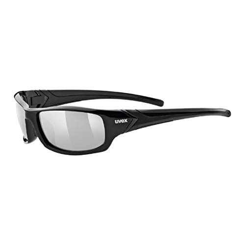 Uvex sportstyle 211, occhiali sportivi unisex, specchiato, comfort senza pressione e tenuta perfetta, black/litemirror silver, one size