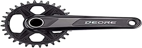 Shimano 4550170617493, SL-M6100 DEORE 1x12S Crankset 32 Teeth x 175mm Black Unisex Adulto, Nero