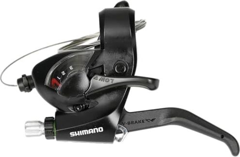 Shimano Schalt-/Bremshebel 'ST-EF 41' MOD.15 SB-verpackt, Ez Fire Plus, für V-Brake und mechanischen Scheibenbremsen mit optischer Ganganzeige, 2-Finger, Schwarz, 3-fach, Links