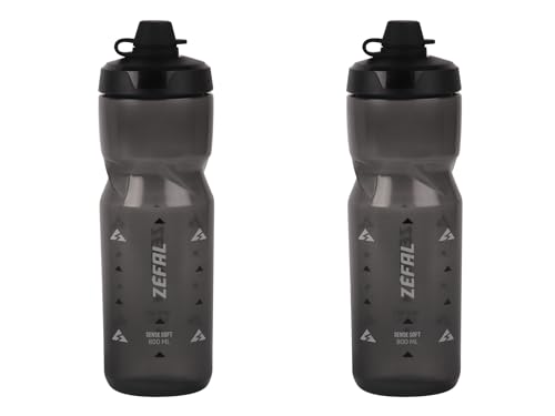 ZEFAL Pack Sense Soft 80 No Mud Set di due Borracce Bici e MTB Con Protezione Della Tettarella Senza BPA Borraccia Ciclismo e Sportiva Inodore e Leggera 2 x 800ml, Nero Fume