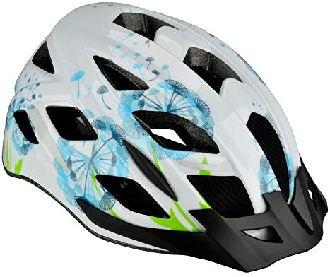 Fischer adulti Urban Flowers Casco da bici, Blu/Bianco/Verde, S/M