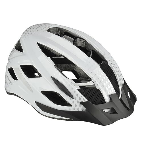 Fischer Casco da bicicletta per adulti, casco da bicicletta, casco da città Urban Lano, S/M, 52-59 cm, bianco, nero con sistema di anelli interni illuminati