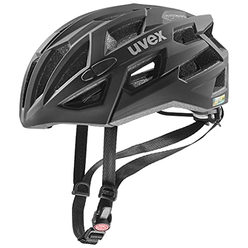Uvex race 7, casco sicuro ad alte prestazioni unisex, regolazione individuale delle dimensioni, protezione antiurto extra, black, 51-55 cm