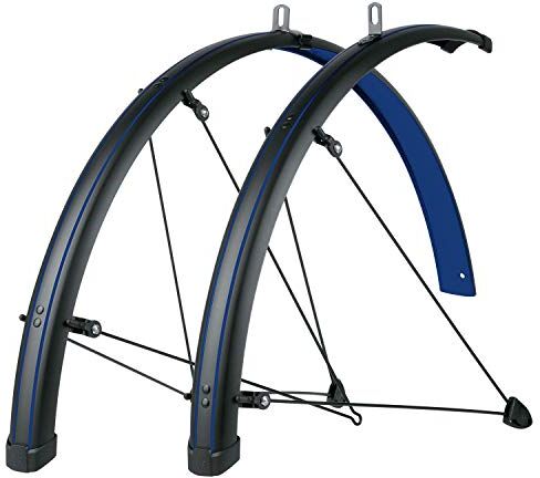 SKS Germany BLUEMELS STINGRAY 45 MM, 28", set di parafanghi (resistente alla flessione e alla corrosione, sistema di sicurezza Secu-Clip, ponte fisso in acciaio inossidabile), blu ocean blue