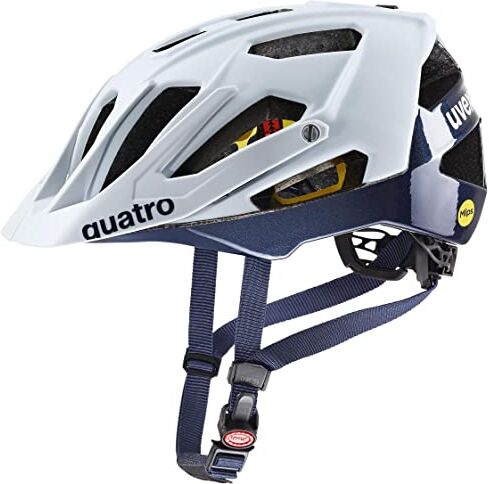 Uvex quatro cc MIPS, casco MTB sicuro unisex, sistema MIPS, cchermo regolabile, cloud-deep space matt, 56-61 cm