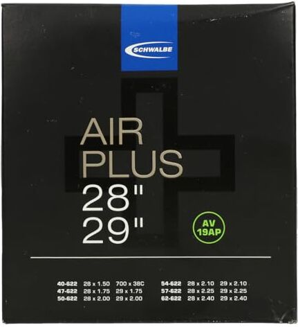 Schwalbe Air Plus, Camera d'Aria per Bicicletta. Unisex Adulto, Nero, Taglia Unica