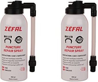 ZEFAL Pack Repair Spray Bomboletta Ripara Gomme Bici Gonfia e Ripara Bici Schrader, Presta e Dunlop 2 bottiglie da 150 ML