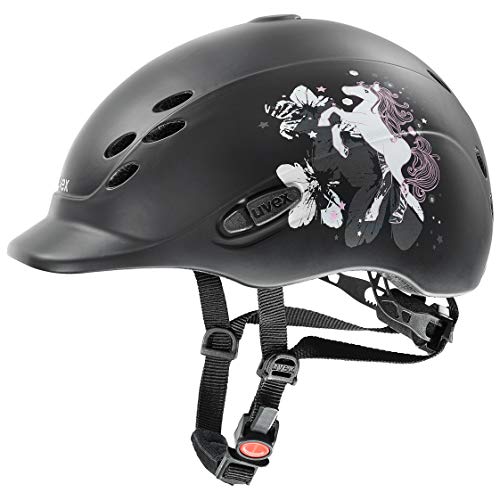 Uvex onyxx, casco da equitazione leggero per bambini, regolazione individuale delle dimensioni, ventilazione ottimale, pony black matt, 49-54 cm