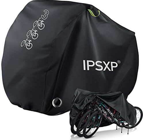 IPSXP Custodia Bici,Telo Copribici con Lock HoleBorsa di stoccaggio，Impermeabile Anti UV Antipolveri per Esterni(L 208 x H 112 x W 110cm)，può Coprire 3 Custodia Bici con Sacchetto per Il Trasporto.