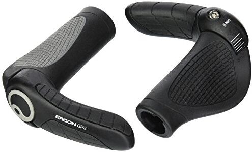 Ergon GP3 Lock-on Manopole per bicicletta   Gripshift compatibile   per Touring e MTB   Large   Nero/Grigio