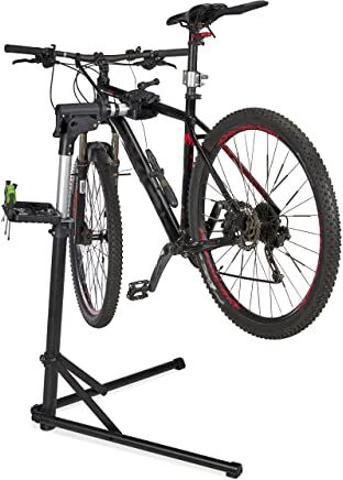 Relaxdays Supporto di Manutenzione per Bicicletta, Porta Bici con Telaio 25-40 mm, Max. 30 kg, con Reggi Manubrio, Nero, 80% Alluminio 10% plastica