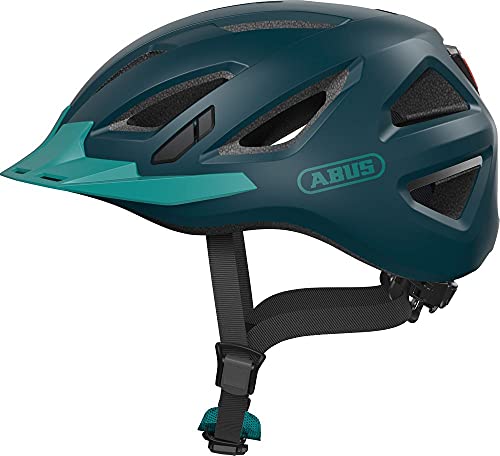 Abus Urban-I 3.0 Casco urbano Casco da bici contemporaneo con fanale posteriore per il traffico cittadino Per uomo e donna Verde, Taglia L