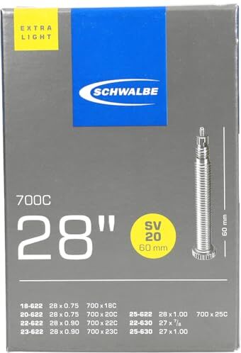 Schwalbe Camera d'Aria per Bici SV20 Unisex-Adulto, Nero (Schwarz), 28 Pollici