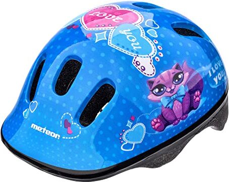 meteor Casco Bici ideale per bambini Caschi perfetto per Downhill Enduro Ciclismo MTB Scooter Helmet Ideale per Tutte Le Forme di attività in Bicicletta Helmo (S 48-52 cm, kitty)