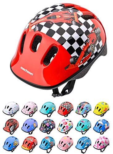 meteor Casco Bici Ideale per Bambini Caschi Perfetto per Downhill Enduro Ciclismo MTB Scooter Helmet Ideale per Tutte Le Forme di attività in Bicicletta Helmo (XS 44-48 cm, Race Team)