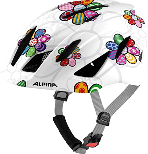 ALPINA Pico, Casco da Bicicletta Unisex Bambino, pearlwhite-Flower Gloss, 50-55 cm