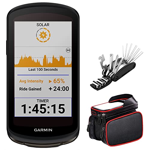 Garmin 010-02503-20 Edge 1040 Solar GPS Ciclismo Computer Bundle con Deco Gear 16-in-1 multifunzione Bike Mechanic Repair Tool Kit e Deco Essentials Bike Frame Cell Phone Mount
