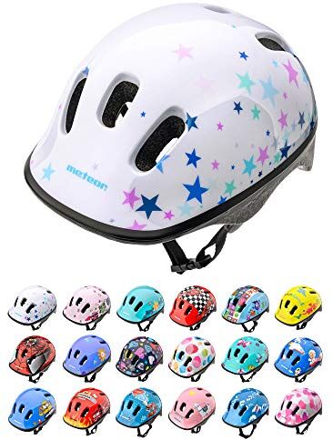 meteor Casco Bici Ideale per Bambini Caschi Perfetto per Downhill Enduro Ciclismo MTB Scooter Helmet Ideale per Tutte Le Forme di attività in Bicicletta Helmo (S 48-52 cm, Stars)