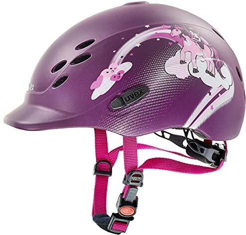 Uvex onyxx, casco da equitazione leggero per bambini, regolazione individuale delle dimensioni, ventilazione ottimale, princess berry matt, 49-54 cm