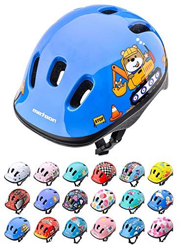 meteor Casco Bici Ideale per Bambini Caschi Perfetto per Downhill Enduro Ciclismo MTB Scooter Helmet Ideale per Tutte Le Forme di attività in Bicicletta Helmo (XS 44-48 cm, Teddy Builder)