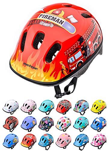 meteor Casco Bici ideale per bambini Caschi perfetto per Downhill Enduro Ciclismo MTB Scooter Helmet Ideale per Tutte Le Forme di attività in Bicicletta Helmo (S 48-52 cm, firetracker)