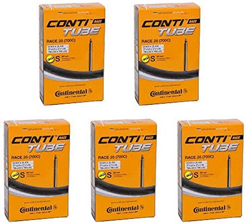 Continental 700 X 20-25c Bike Inner Tubes, Confezione da 5 pezzi, Nero, [20-622->25-630]