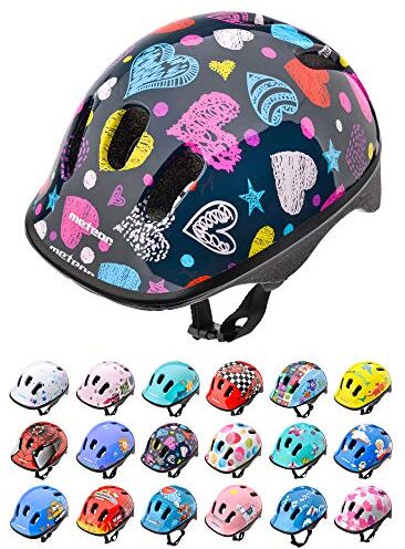 meteor Casco Bici ideale per bambini Caschi perfetto per Downhill Enduro Ciclismo MTB Scooter Helmet Ideale per Tutte Le Forme di attività in Bicicletta Helmo KS06 (S 48-52 cm, hearts)