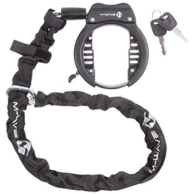M-Wave Frame Lock With Chain Ringchain Xl , 5.5 X 5.5 X 1000 Mm Chain W/Black Textile Cover, W/Velcro For Chain, Steel, Black, With Metal-Clamps And Screws For Fixing At Seatstays M-Wave Frame Lock With Chain Ringchain Xl , 5.5 X 5.5 X 1000 Mm Chain W/Black Textile Cover, W/Velcro For Chain, Steel, Black, With Metal-Clamps And Screws For Fixing At Seatstays