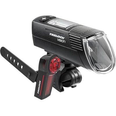 Trelock Set di luci per bicicletta, LS 760 I-GO VISION 100 LUX e LS740 VECT fanale posteriore con funzione luce freno, ricarica USB, nero Trelock Set di luci per bicicletta, LS 760 I-GO VISION 100 LUX e LS740 VECT fanale posteriore con funzione luce freno, ricarica USB, nero