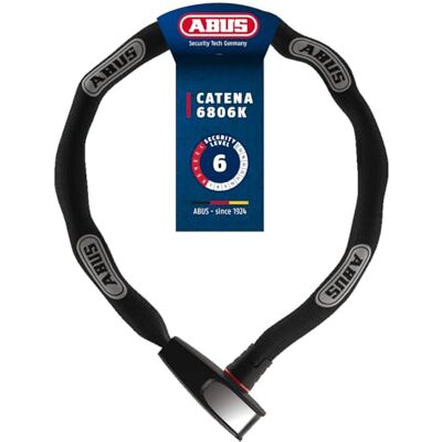 ABUS Lucchetto a catena Catena 6806K Lucchetto per bicicletta leggero in acciaio temprato con tubo in tessuto alla moda Catena quadrata con livello di sicurezza 6 ABUS Lucchetto a catena Catena 6806K Lucchetto per bicicletta leggero in acciaio temprato con tubo in tessuto alla moda Catena quadrata con livello di sicurezza 6