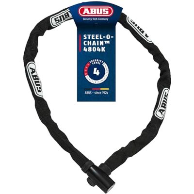 ABUS Lucchetto a catena Steel-O-Chain 4804K Lucchetto per bicicletta in acciaio speciale Livello di sicurezza 4 ABUS Lucchetto a catena Steel-O-Chain 4804K Lucchetto per bicicletta in acciaio speciale Livello di sicurezza 4