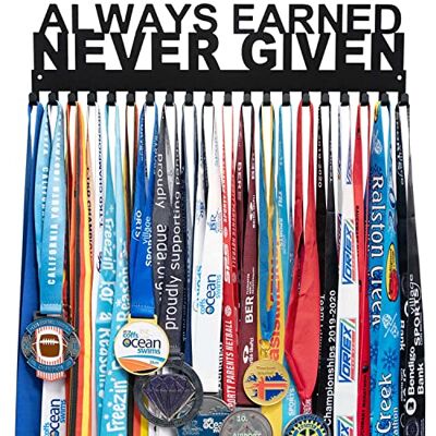 Lapetale Fashion Espositore per medaglie, per Gare, Corsa, Calcio, Ginnastica, Wrestling, Sport, con 20 Ganci da Appendere, Lunghezza 40,1 cm, Slogan Comuni Facili da Usare Lapetale Fashion Espositore per medaglie, per Gare, Corsa, Calcio, Ginnastica, Wrestling, Sport, con 20 Ganci da Appendere, Lunghezza 40,1 cm, Slogan Comuni Facili da Usare