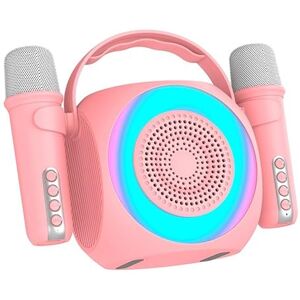 Altoparlante Karaoke Bluetooth Rosa - Portatile 6W e 2 Microfoni Altoparlante Karaoke Bluetooth Rosa - Portatile 6W e 2 Microfoni