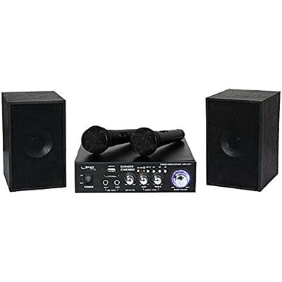 LTC KARAOKE-STAR2MKII Kit per karaoke con amplificatore, 2 microfoni a filo e 2 altoparlanti da 50W Bluetooth, USB e SD Nero LTC KARAOKE-STAR2MKII Kit per karaoke con amplificatore, 2 microfoni a filo e 2 altoparlanti da 50W Bluetooth, USB e SD Nero